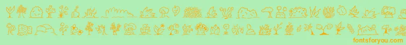 Czcionka Minipicsuprootedleaf – pomarańczowe czcionki na zielonym tle