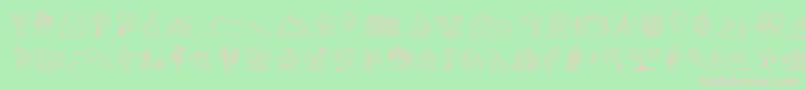 フォントMinipicsuprootedleaf – 緑の背景にピンクのフォント