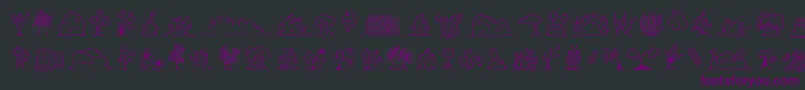 フォントMinipicsuprootedleaf – 黒い背景に紫のフォント