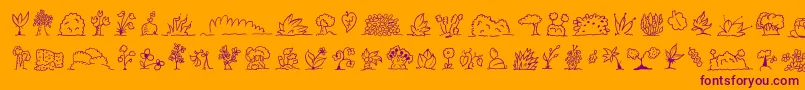 Minipicsuprootedleaf Font – Purple Fonts on Orange Background