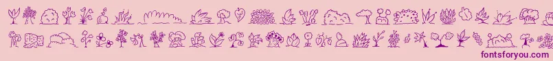 Fonte Minipicsuprootedleaf – fontes roxas em um fundo rosa