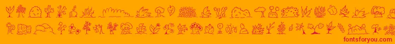 Czcionka Minipicsuprootedleaf – czerwone czcionki na pomarańczowym tle