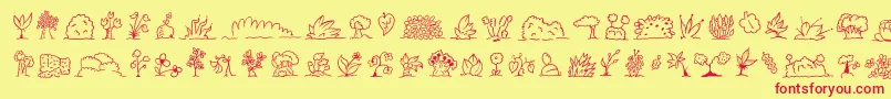 Czcionka Minipicsuprootedleaf – czerwone czcionki na żółtym tle