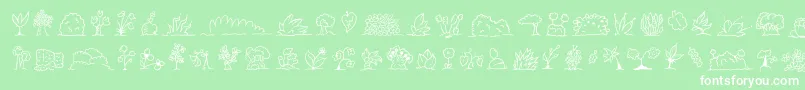 Czcionka Minipicsuprootedleaf – białe czcionki na zielonym tle