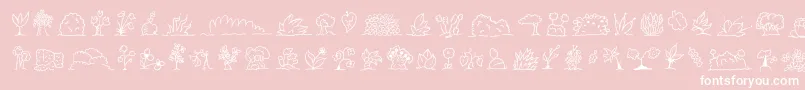 Fonte Minipicsuprootedleaf – fontes brancas em um fundo rosa