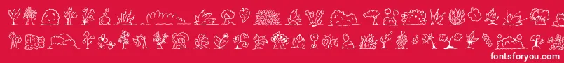 Czcionka Minipicsuprootedleaf – białe czcionki na czerwonym tle
