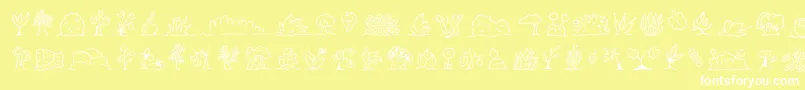 Czcionka Minipicsuprootedleaf – białe czcionki na żółtym tle