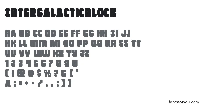 Schriftart Intergalacticblock – Alphabet, Zahlen, spezielle Symbole
