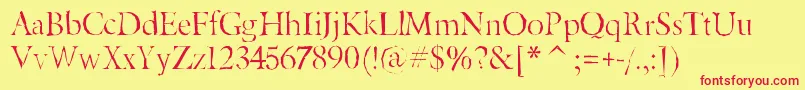 フォントBeryliumgaunt – 赤い文字の黄色い背景
