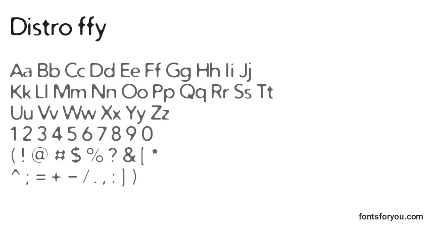 Шрифт Distro ffy – алфавит, цифры, специальные символы