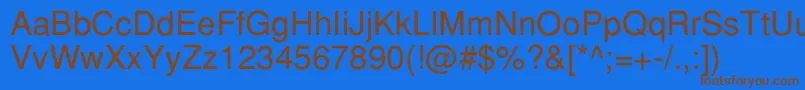 フォントPartridgeNormal – 茶色の文字が青い背景にあります。