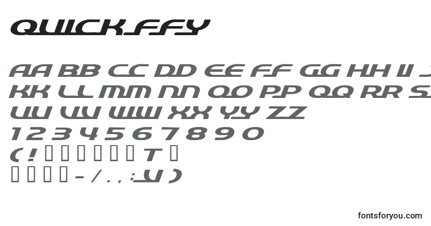 Czcionka Quick ffy – alfabet, cyfry, specjalne znaki
