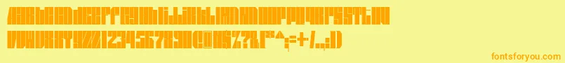 Spsl2sq2-Schriftart – Orangefarbene Schriften auf gelbem Hintergrund