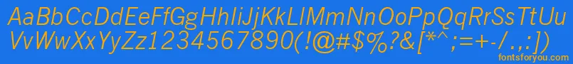 NewsGothicMtItalic Font – Orange Fonts on Blue Background