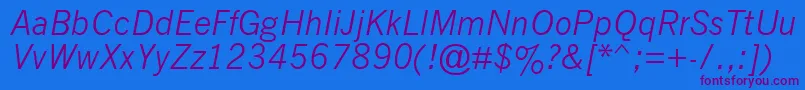 NewsGothicMtItalic Font – Purple Fonts on Blue Background