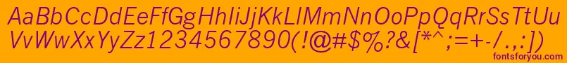 NewsGothicMtItalic Font – Purple Fonts on Orange Background