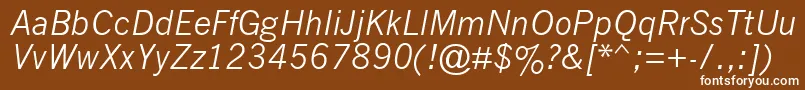 NewsGothicMtItalic Font – White Fonts on Brown Background