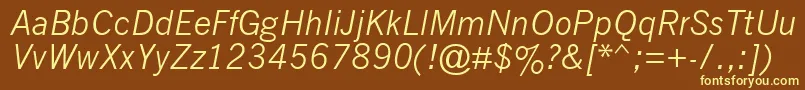 NewsGothicMtItalic Font – Yellow Fonts on Brown Background