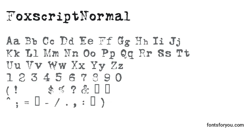 Schriftart FoxscriptNormal – Alphabet, Zahlen, spezielle Symbole