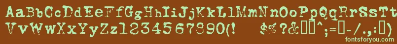 フォントFoxscriptNormal – 緑色の文字が茶色の背景にあります。