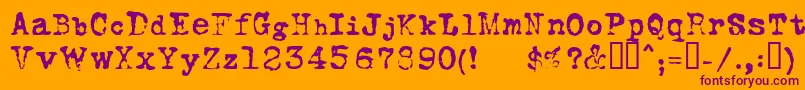 FoxscriptNormal-Schriftart – Violette Schriften auf orangefarbenem Hintergrund