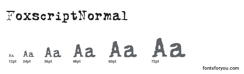 Размеры шрифта FoxscriptNormal