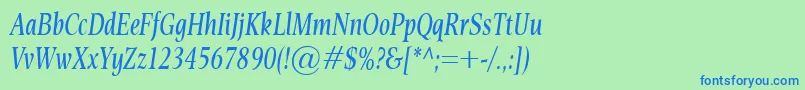 EsperantoCondItalic Font – Blue Fonts on Green Background