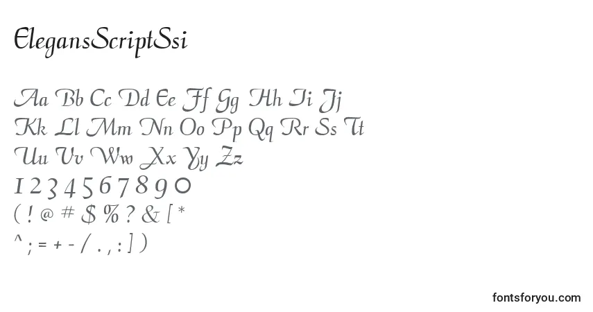 Schriftart ElegansScriptSsi – Alphabet, Zahlen, spezielle Symbole