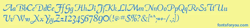 Шрифт ElegansScriptSsi – синие шрифты на жёлтом фоне