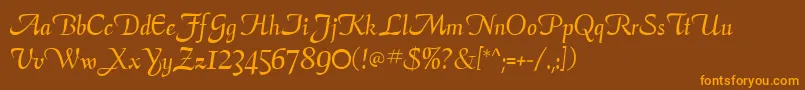 ElegansScriptSsi Font – Orange Fonts on Brown Background
