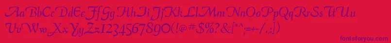 Шрифт ElegansScriptSsi – фиолетовые шрифты на красном фоне