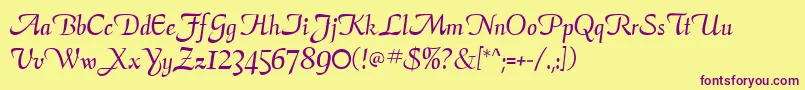 ElegansScriptSsi Font – Purple Fonts on Yellow Background
