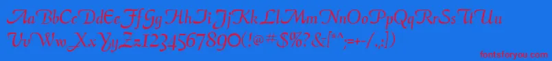 ElegansScriptSsi-Schriftart – Rote Schriften auf blauem Hintergrund