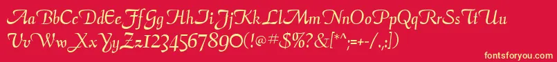ElegansScriptSsi Font – Yellow Fonts on Red Background