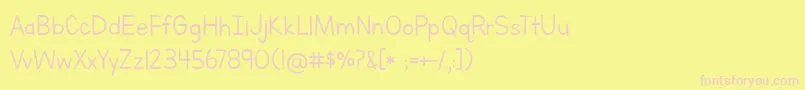 LettersForLearners-fontti – vaaleanpunaiset fontit keltaisella taustalla