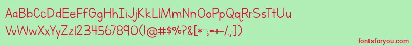 フォントLettersForLearners – 赤い文字の緑の背景
