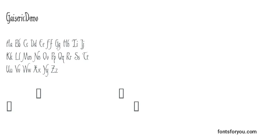 Шрифт GaisericDemo – алфавит, цифры, специальные символы