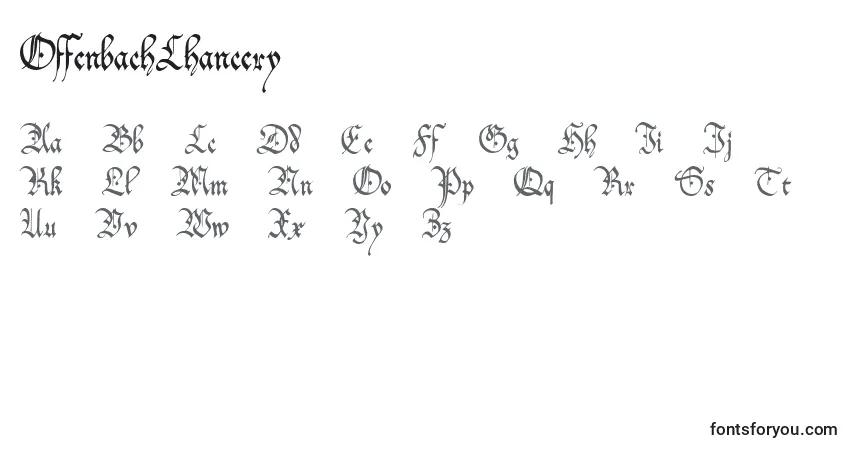 Czcionka OffenbachChancery – alfabet, cyfry, specjalne znaki