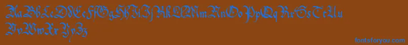 OffenbachChancery Font – Blue Fonts on Brown Background