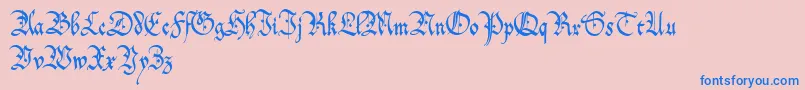 OffenbachChancery-Schriftart – Blaue Schriften auf rosa Hintergrund