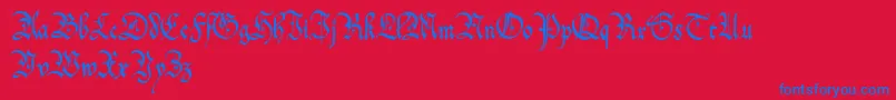 OffenbachChancery Font – Blue Fonts on Red Background