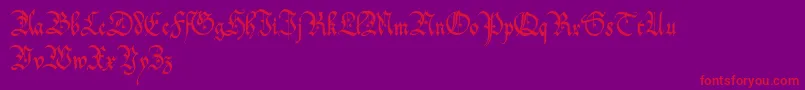 OffenbachChancery-fontti – punaiset fontit violetilla taustalla