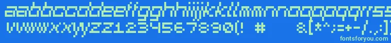 Squaredance01 Font – Green Fonts on Blue Background