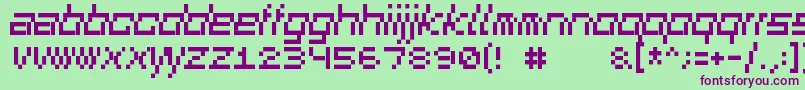 フォントSquaredance01 – 緑の背景に紫のフォント