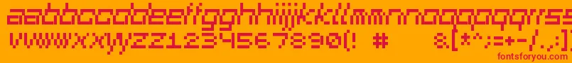 Squaredance01-Schriftart – Rote Schriften auf orangefarbenem Hintergrund