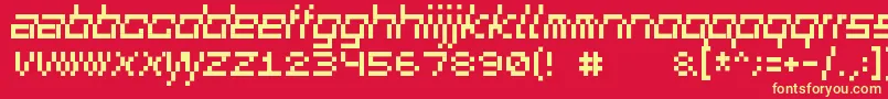 Squaredance01-Schriftart – Gelbe Schriften auf rotem Hintergrund