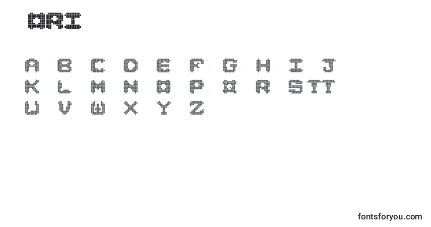 Czcionka Nori – alfabet, cyfry, specjalne znaki
