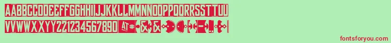 フォントYorkwhiteletter – 赤い文字の緑の背景