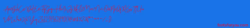 ShutterStoneStandar-Schriftart – Rote Schriften auf blauem Hintergrund