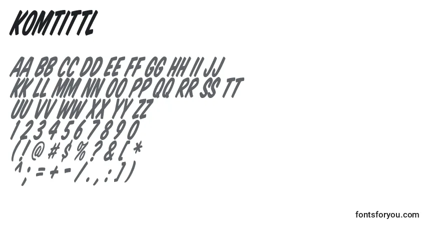 A fonte Komtittl – alfabeto, números, caracteres especiais